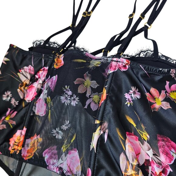 Victoria's Secret Very Sexy Bustier Bra Top, Floral, Mesh Strappy, Size 34B - Picture 7 of 8